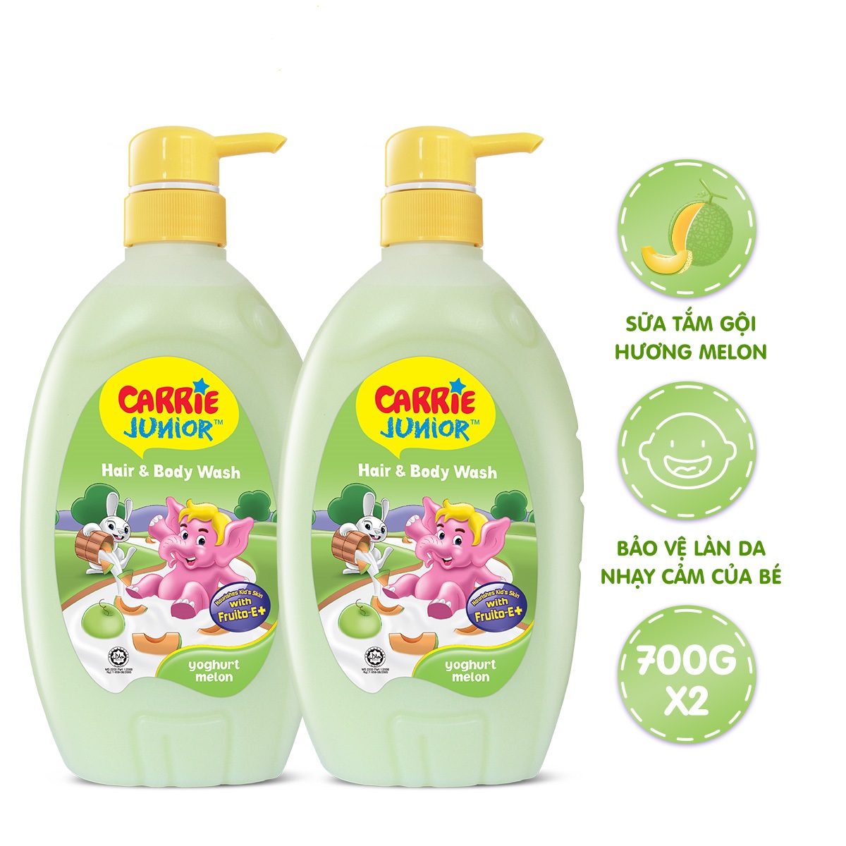 Combo 2 Chai Sữa Tắm Carrie Junior Yoghurt Hương Melon ( 700g x 2)