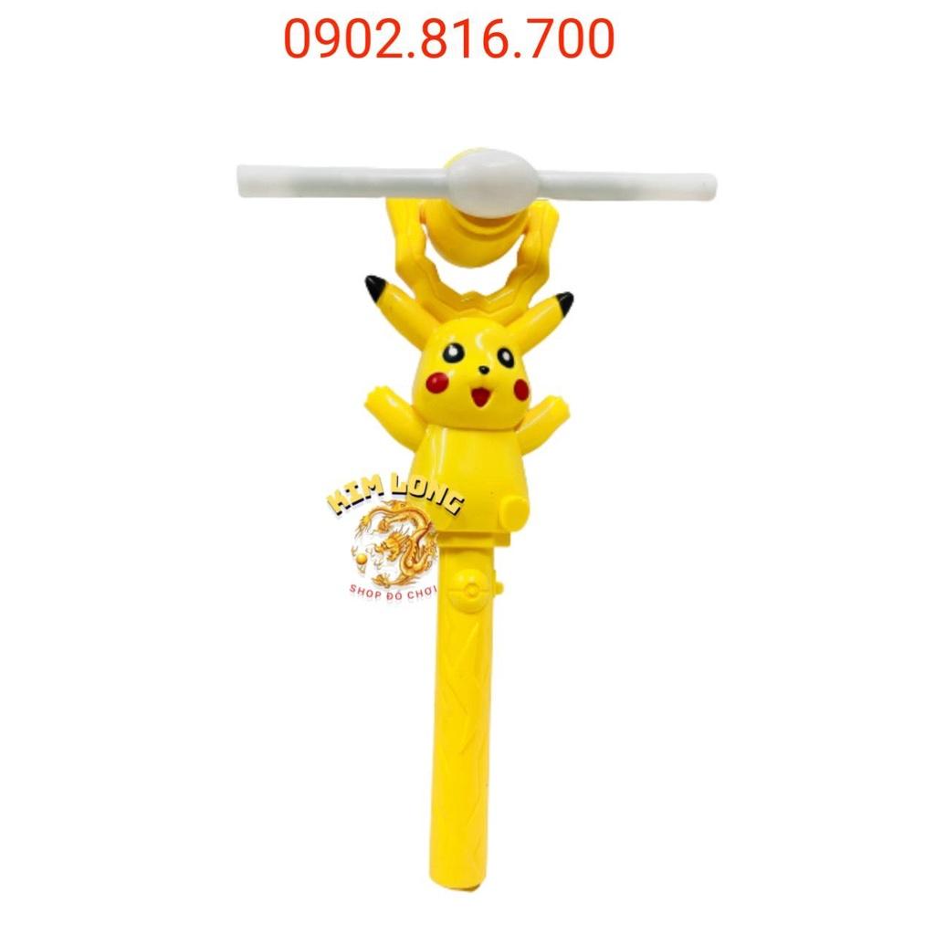 Đồ chơi trung thu cây chong chóng xoay đèn led phát sáng có nhạc hình Pikachu Siêu nhân nhện Milion Thiên nga Cá heo