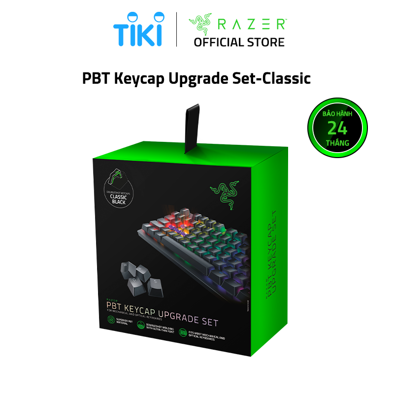 Bộ phím bấm Razer PBT Keycap Upgrade Set-Classic-Đen(Black)_RC21-01490100-R3M1- HÀNG CHÍNH HÃNG