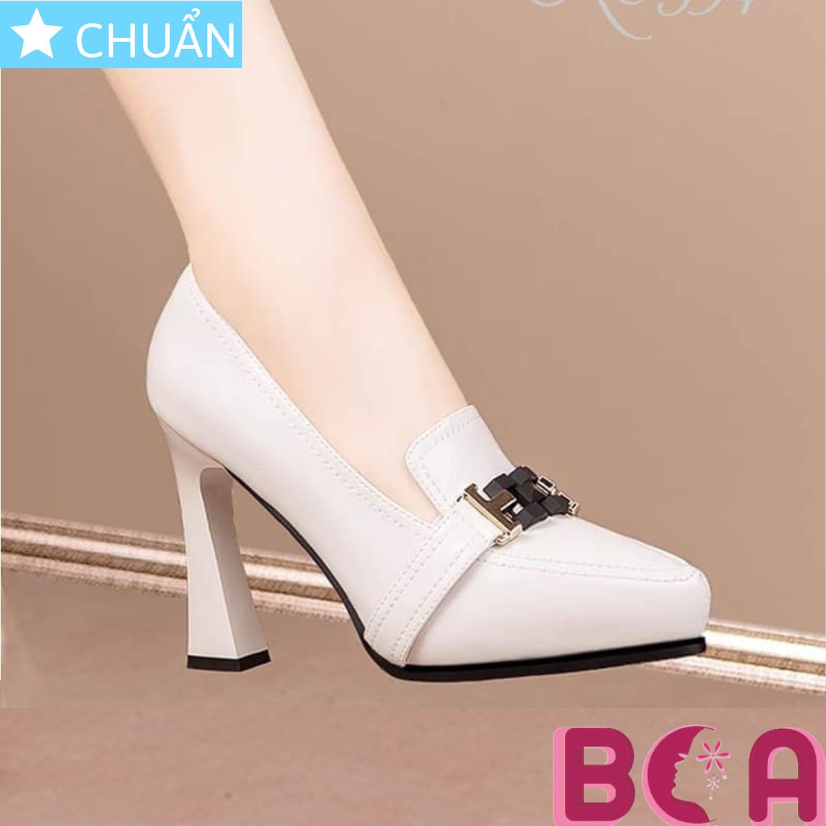 Giày cao gót nữ đế đúp màu trắng 9p RO594 ROSATA tại BCASHOP kiểu dáng công sở tôn dáng và thời trang