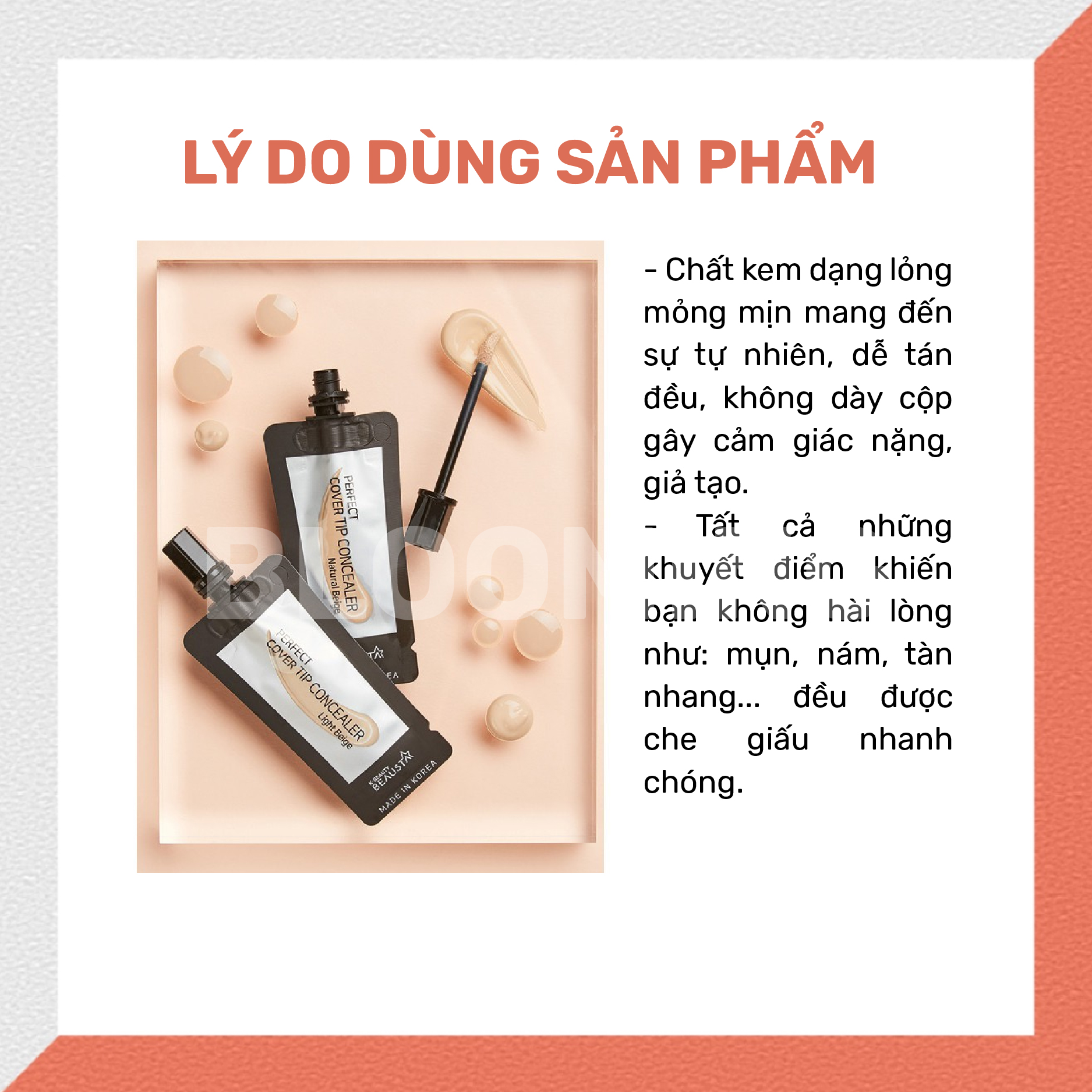 Kem che khuyết điểm, độ chống nắng SPF 25 Beausta Perfect Cover Tip Concealer -Light Beige 4ml