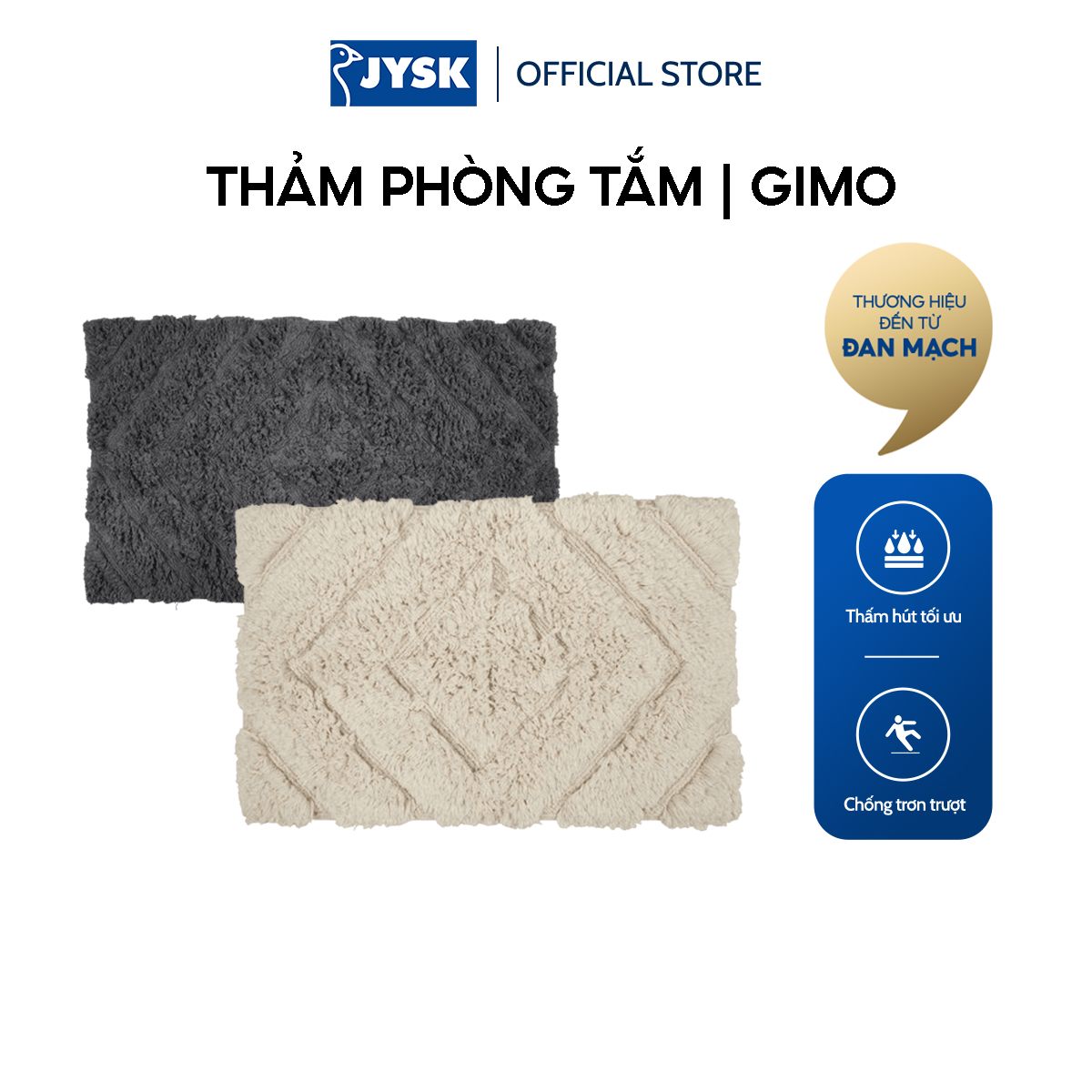 Thảm phòng tắm | JYSK Gimo | cotton/latex | nhiều màu | nhiều kích thước