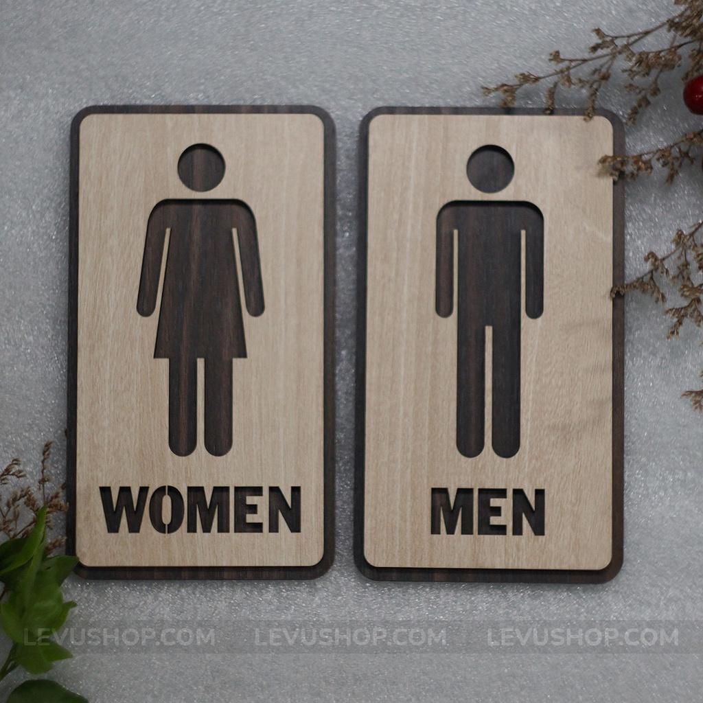 Bộ bảng gỗ Toilet Nam Nữ - Bảng toilet gỗ decor vintage dán cửa phòng nhà vệ sinh Men Women LEVU-TL15