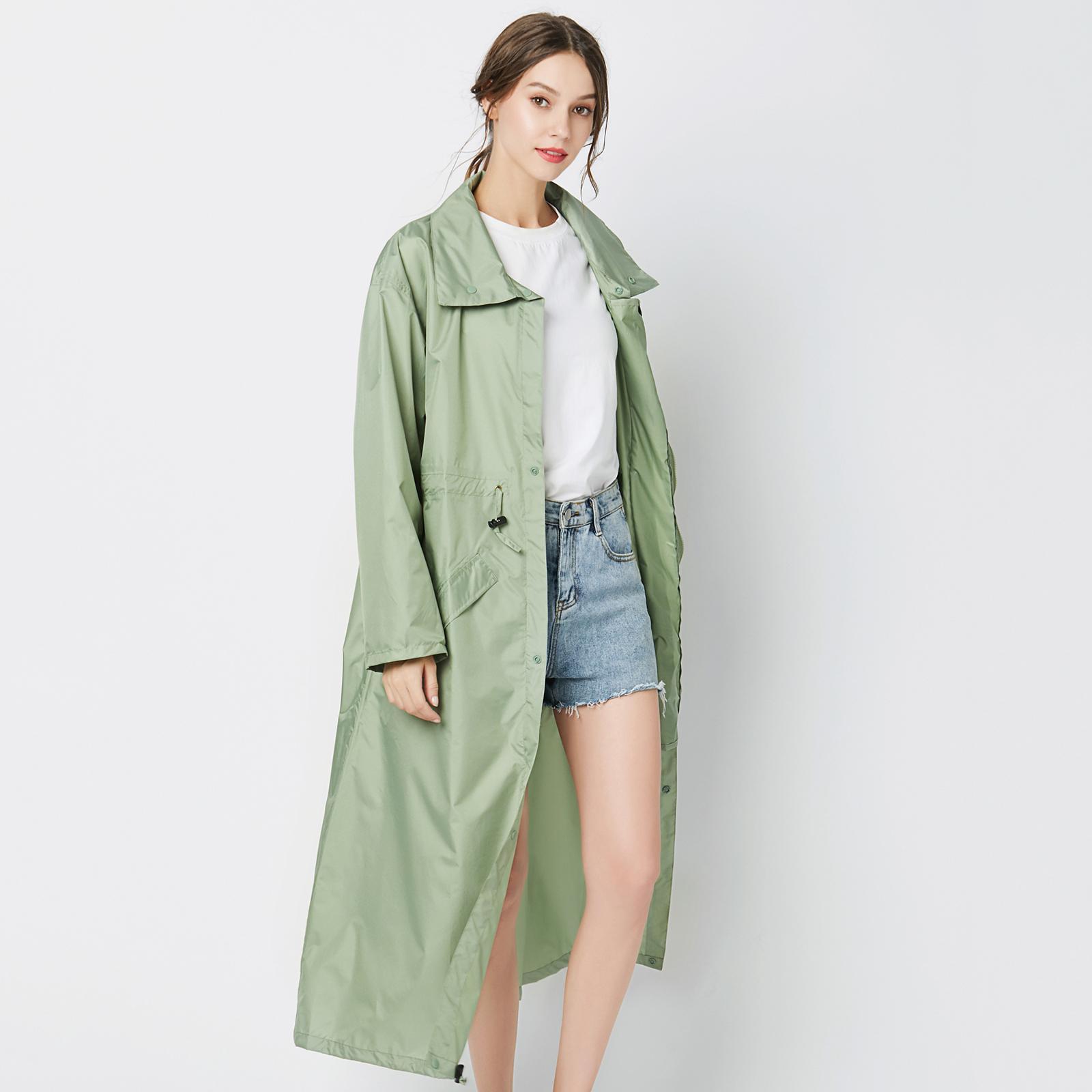 Rain Jacket Women Long Rain Coat Lightweight Waterproof Outdoor Hooded Windbreaker