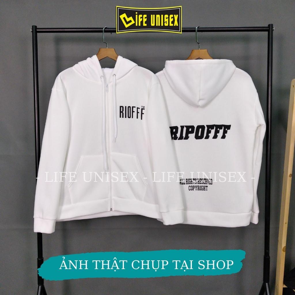 Áo khoác nỉ Hoodie RIPOFFF Dây Kéo Form rộng Áo Nỉ Bông ulzzang Phong Cách Unisex Unisex