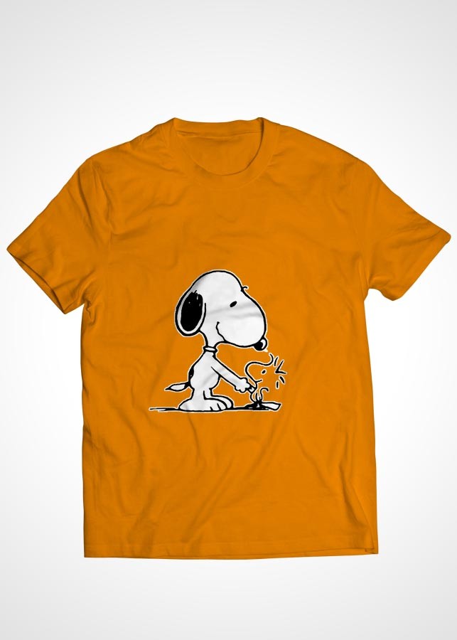 Bộ áo thun Cotton màu cam cặp đôi in hình mẫu 05