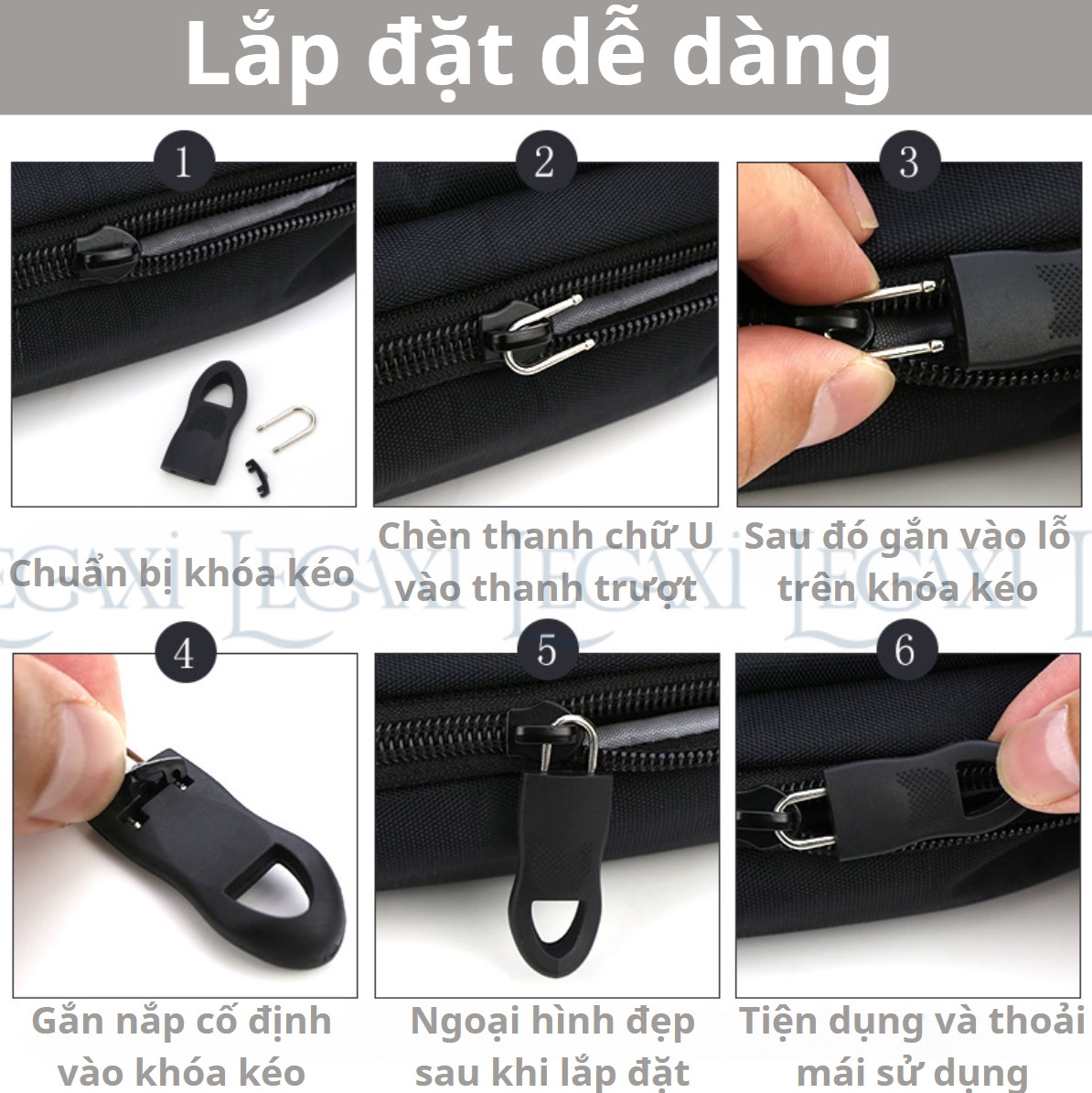 Móc Khóa Zip Kéo Thay Thế Bằng Nhựa Kim Loại Có Thể Tháo Rời Cho Balo Túi Xách, Vali, Áo Khoác, Quần