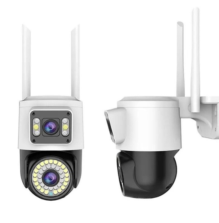 Camera Wifi 2 Mắt Xem Cùng Lúc 2 Màn Hình - 1 Mắt Cố Định & 1 Mắt Xoay 360 Độ - Góc Quan Sát Cực Rộng - Đàm Thoại 2 Chiều - Báo Động Sáng Đèn Hú Còi Cảnh Báo - Hàng Nhập Khẩu