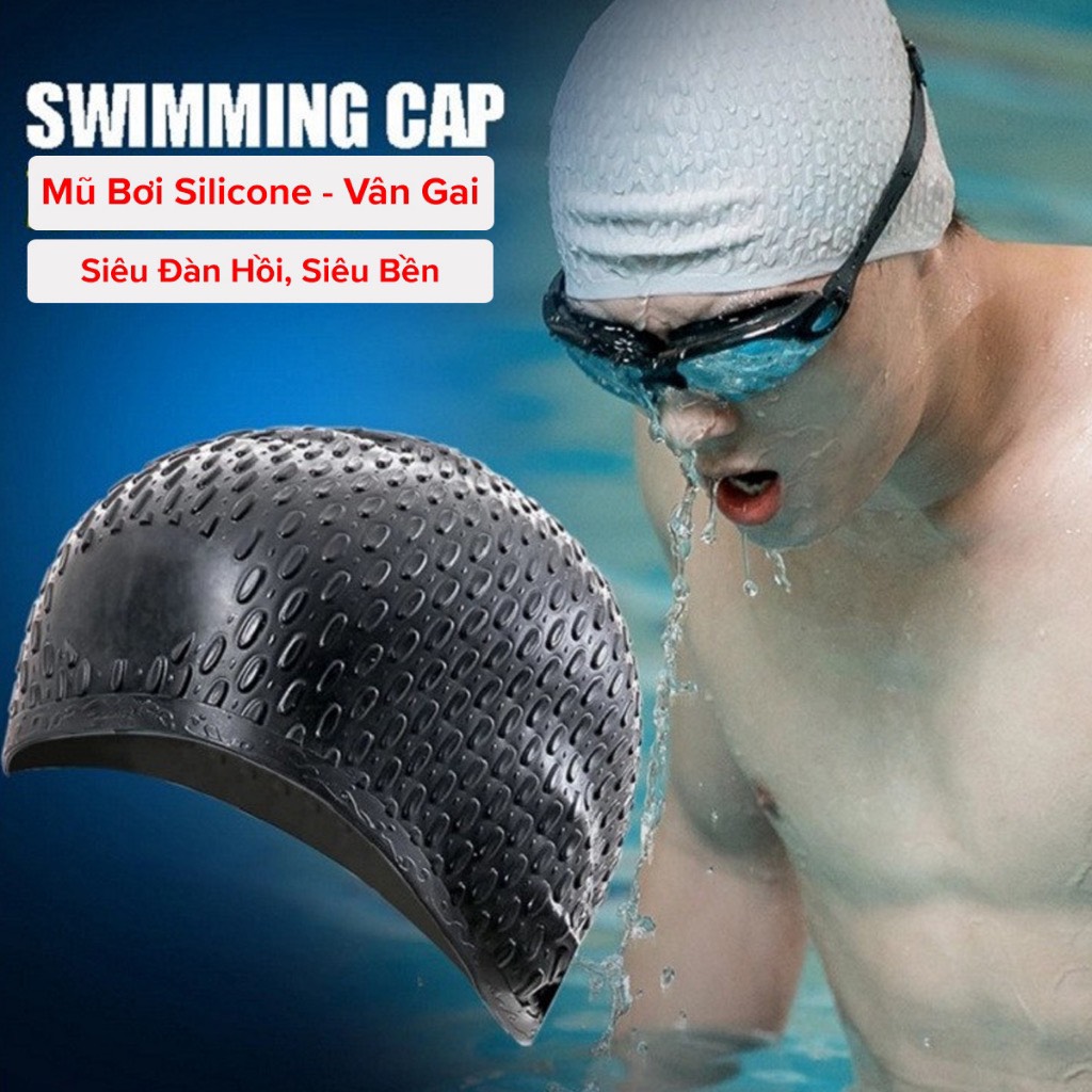 Mũ Bơi Người Lớn, Trẻ Em Silicone Siêu Co Giãn – Chọn Màu, Siêu Bền, Siêu Mềm, Chống Thấm Nước Loại Có Gai - Hàng Chính Hãng dododios