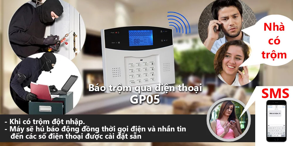 Bộ Báo Động Chống Trộm Không Dây Qua Sim GSM - GP05