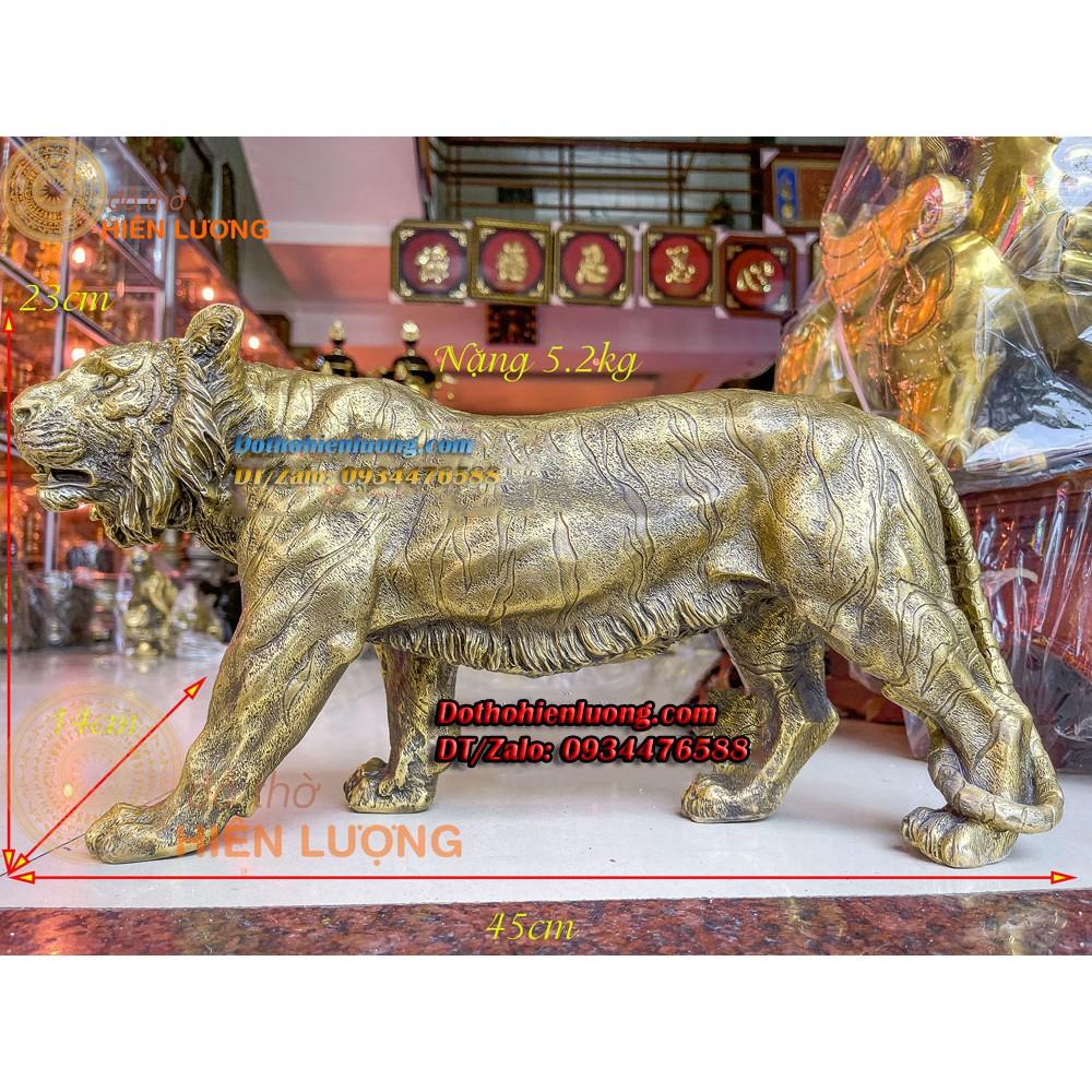 Tượng Linh Vật Hổ Chúa Sơn Lâm Đi Bộ Bằng Đồng Nguyên Chất Kích Thước 45x14x23cm, Nặng 5,2Kg - Quà Tặng Sếp Tuổi Dần