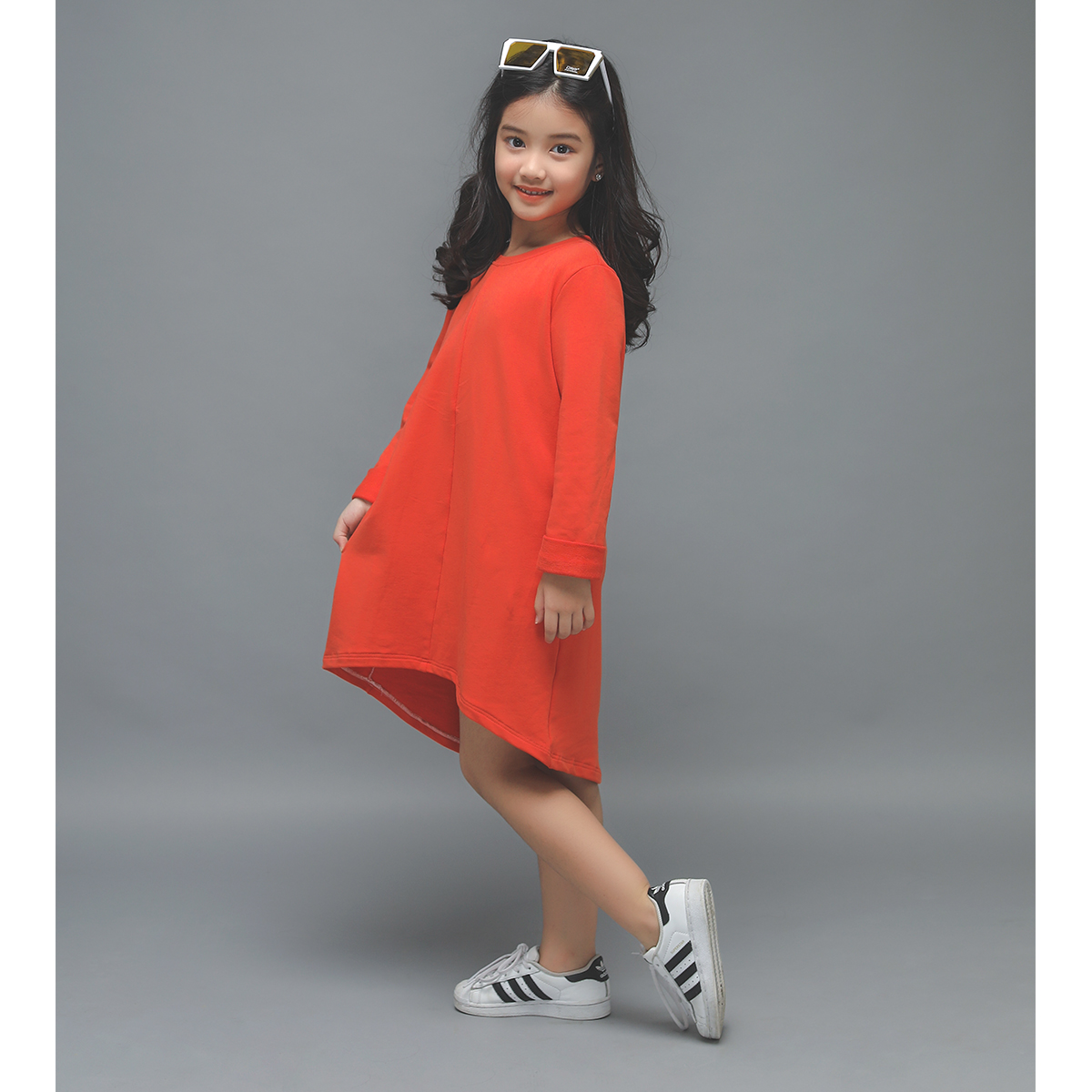 Váy nỉ dài tay Lovekids cam LK0283