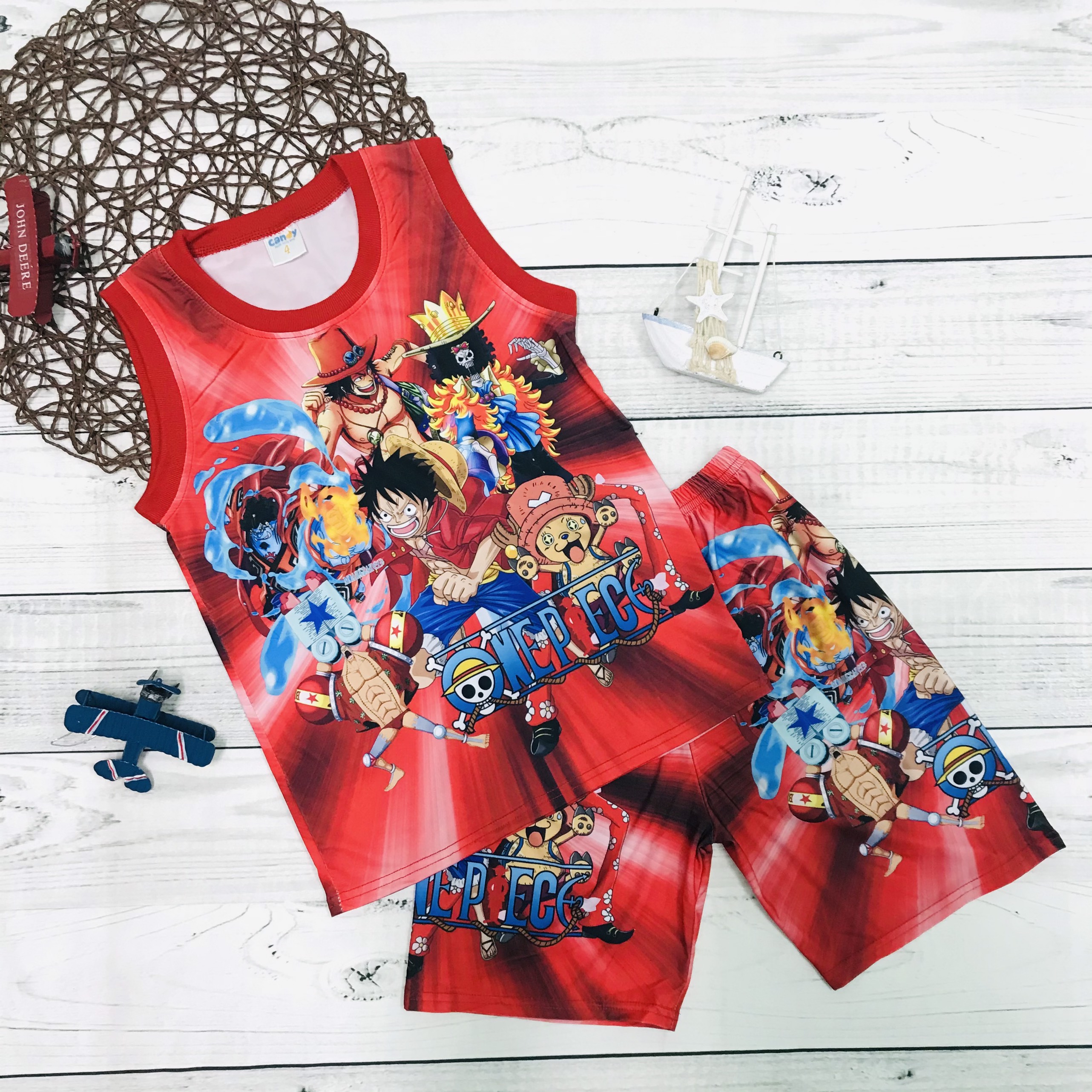 Bộ thun Sát nách Luffy bé trai