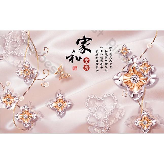 Tranh dán tường Tranh hoa bướm trang sức nổi bật hiện đại, tranh dán tường 3d hiện đại MS1198686