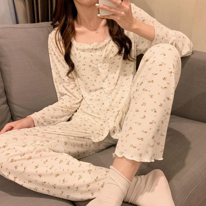 Bộ đồ ngủ thun cotton hoạ tiết hoa nhí hàng QCCC size M