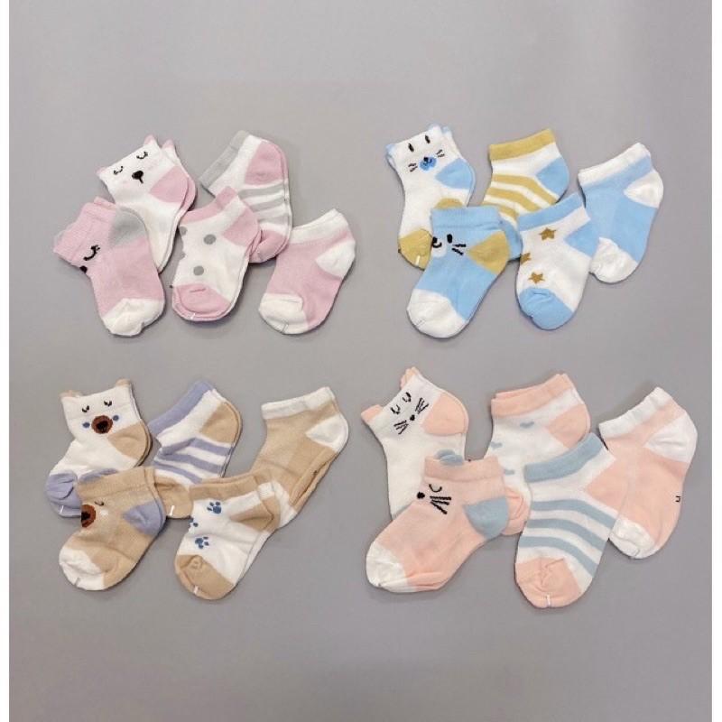 Tất đẹp cho con, set 5 đôi tất lưới Kid sock cực thoáng chân cho bé 0-2y