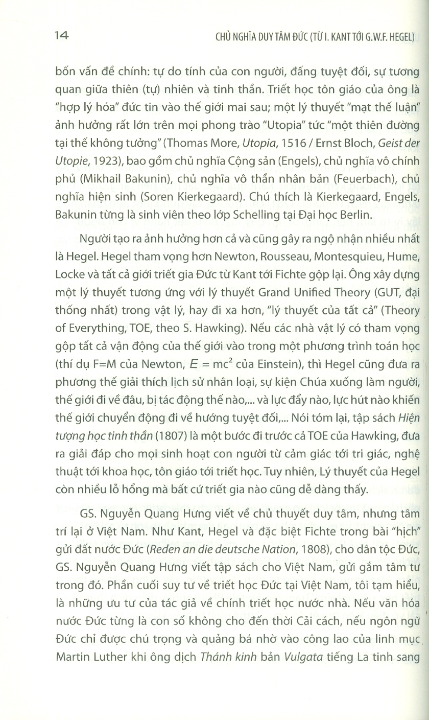 Chủ Nghĩa Duy Tâm Đức - Từ I.Kant Tới G.W.F Hegel (Tủ Sách Khoa Học, Giáo Trình KHXH & NV)