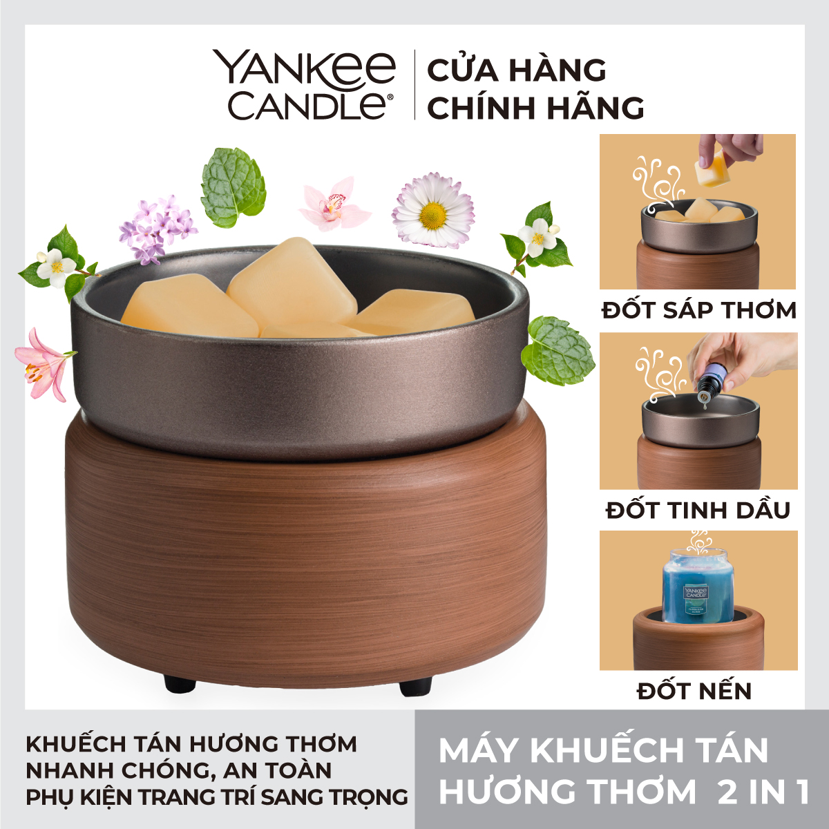 Máy khuếch tán hương thơm 2 trong 1 - Pewter Walnut