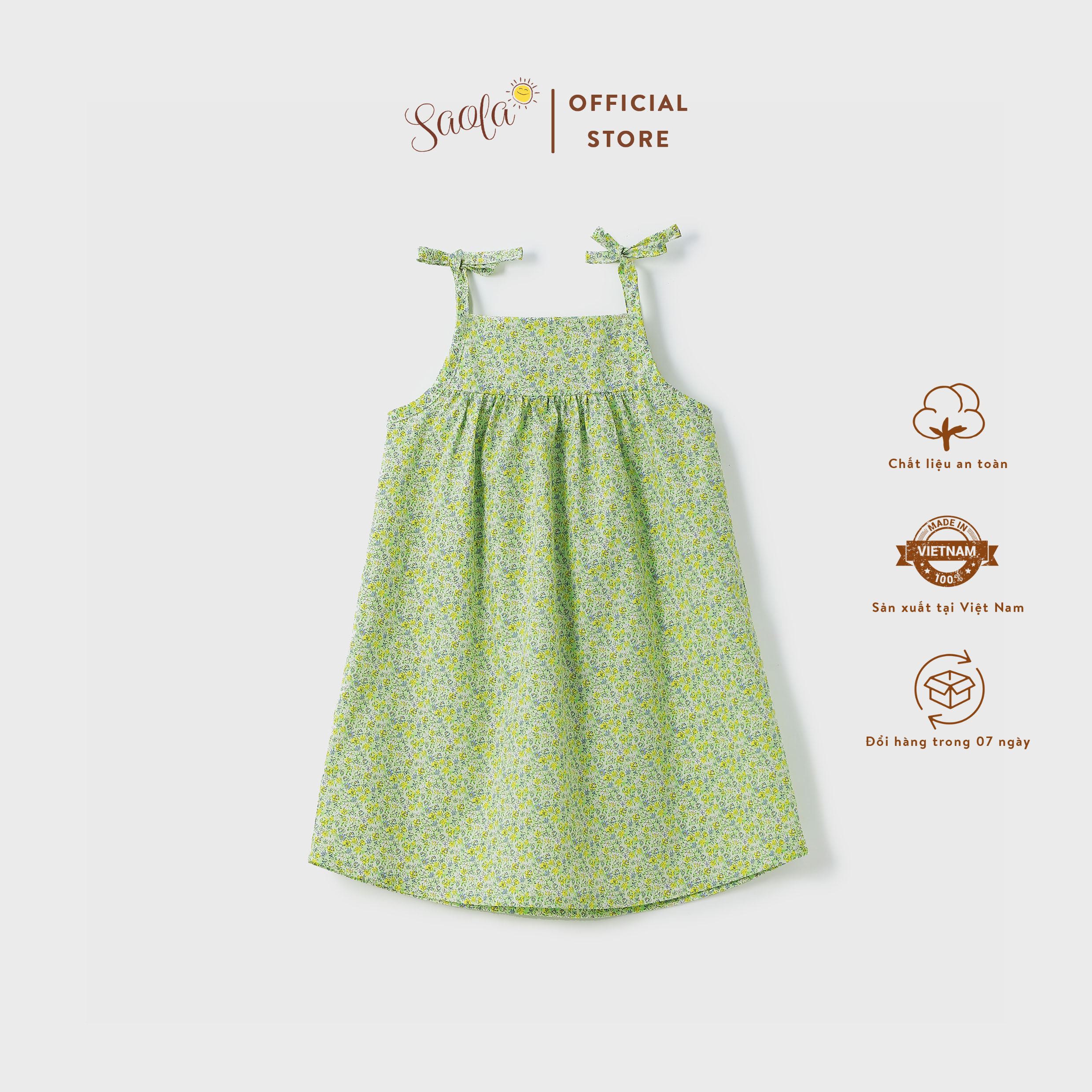 Đầm/ Váy Bé Gái Hai Dây Chất Liệu Cotton Họa Tiết Hoa Nhí Dễ Thương - SAPPHIRE DRESS - DRC036 - SAOLA KIDS CLOTHING