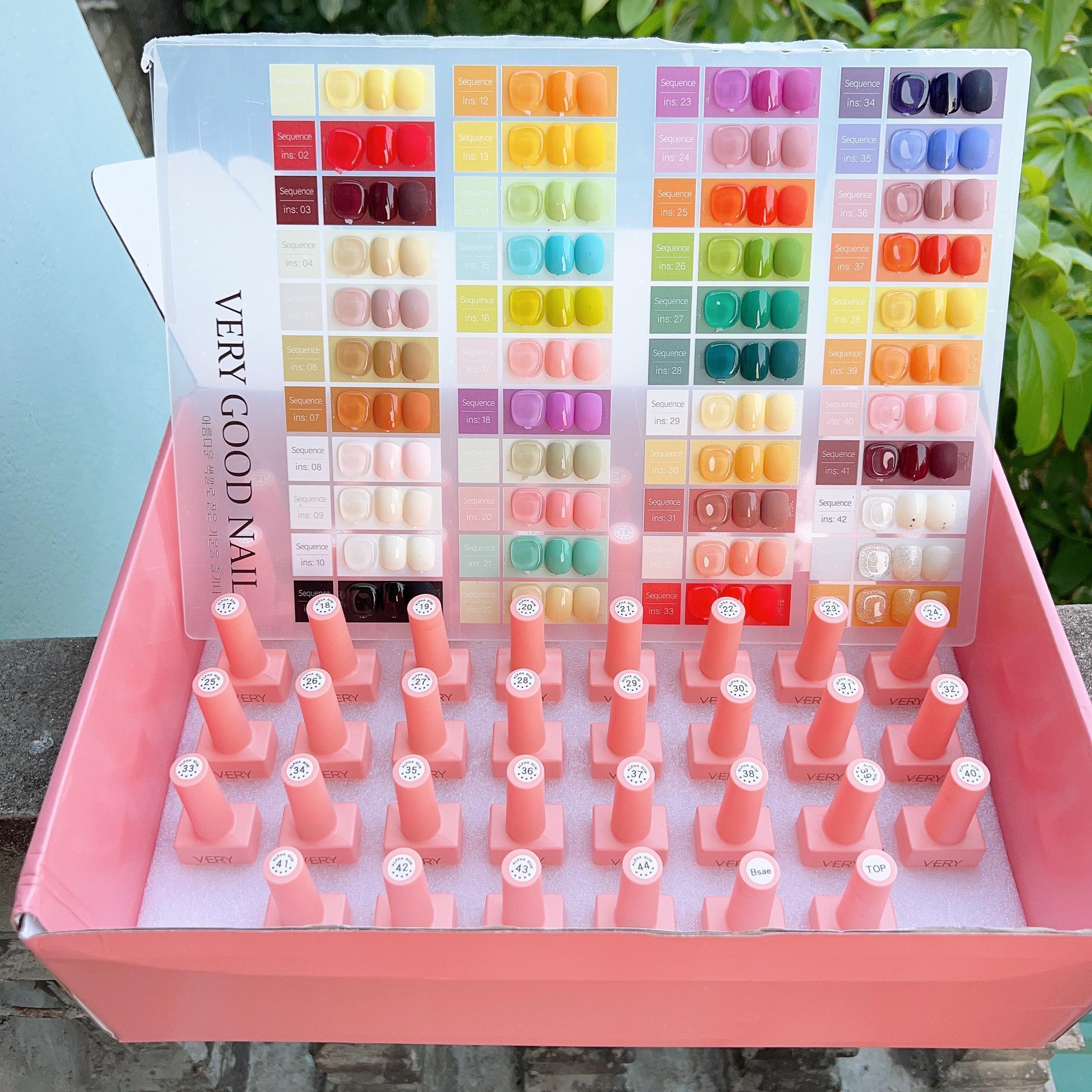 Set Sơn Gel 44 Màu Very Good Nail Đậm Mướt, Lên Màu Chuẩn Chai 15ml Tặng Kèm Bảng Màu Và Base Top Làm Nail Nữ Women