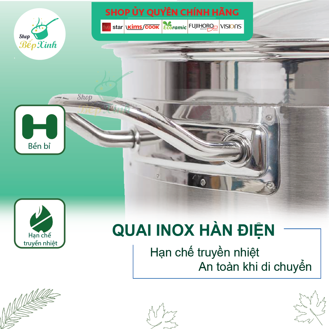 Nồi luộc gà inox 430 bếp từ 3 đáy Fivestar Standard nắp inox ( 36cm ), tặng 2 vá canh