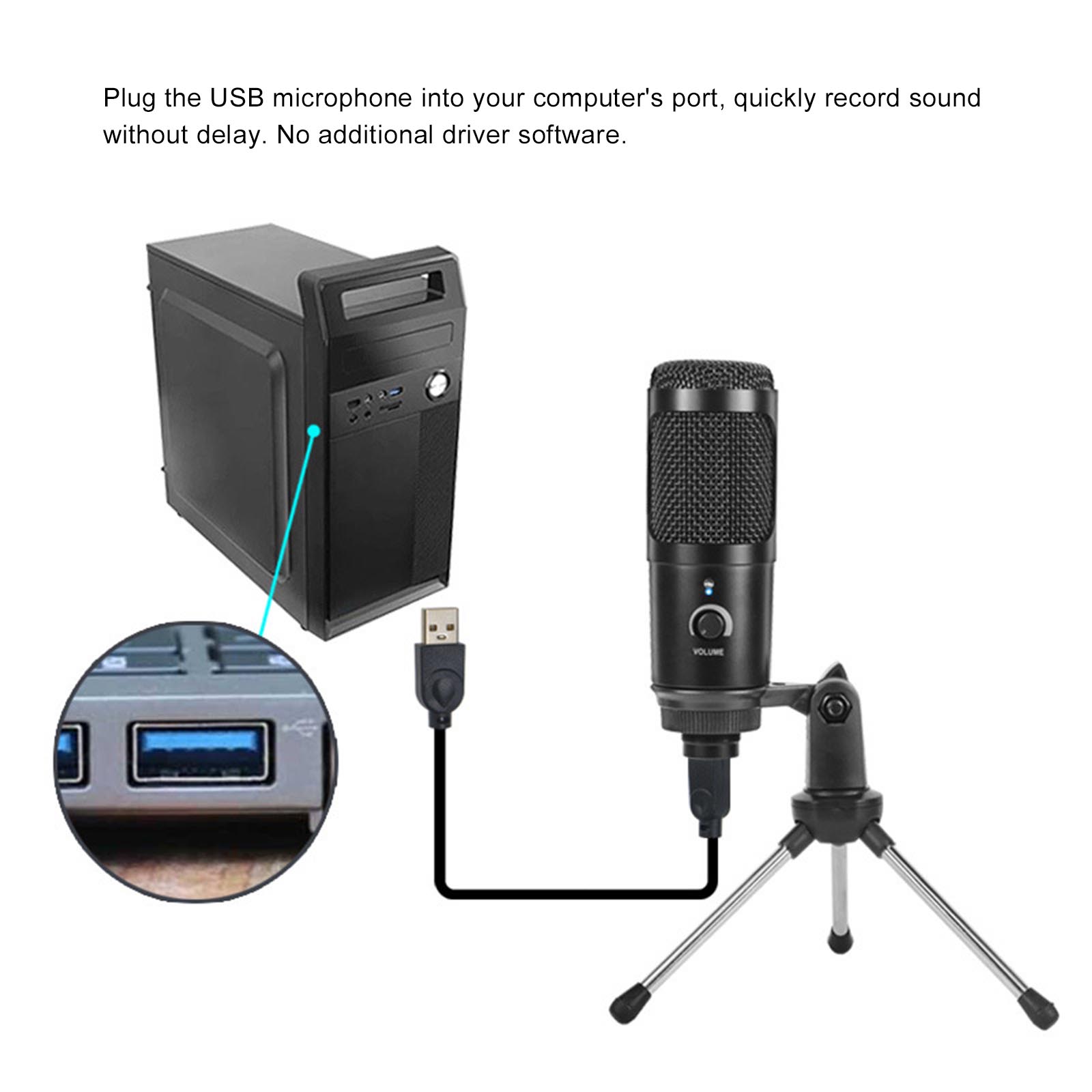 Micrô Kim Loại Ghi Âm USB Cho Máy Tính Xách Tay Cardioid Studio Có Chân Máy