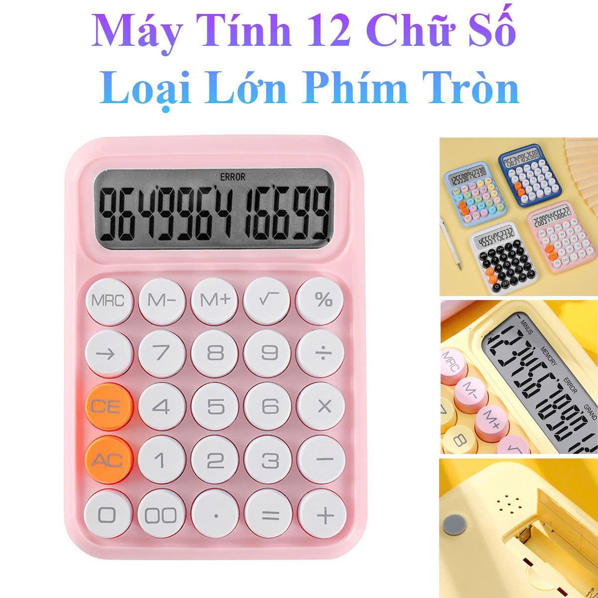 Máy Tính 12 Chữ Số Loại Lớn Phím Tròn Màu Sắc Thời Trang Xinh Xắn