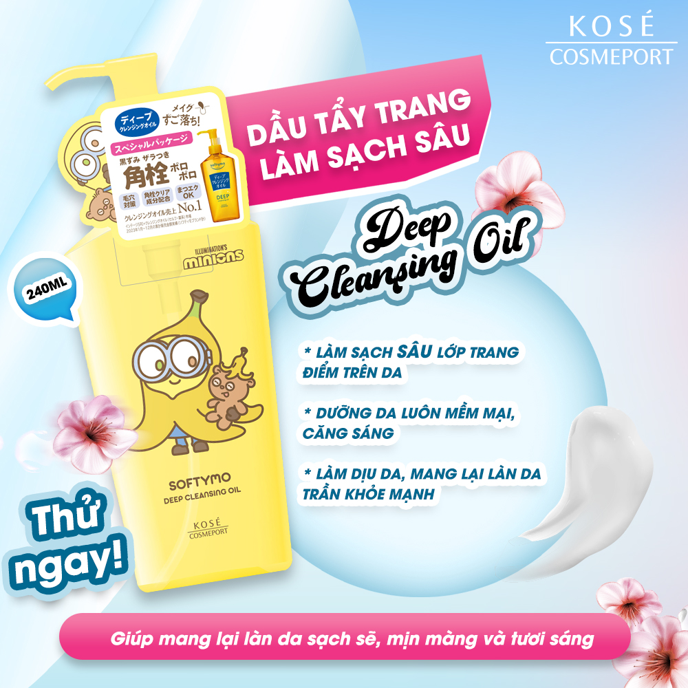 Dầu Tẩy Trang Làm Dịu Nhẹ Làn Da Kose Softymo Speedy Cleansing Oil Phiên Bản Giới Hạn Minions 240ml (2 loại)