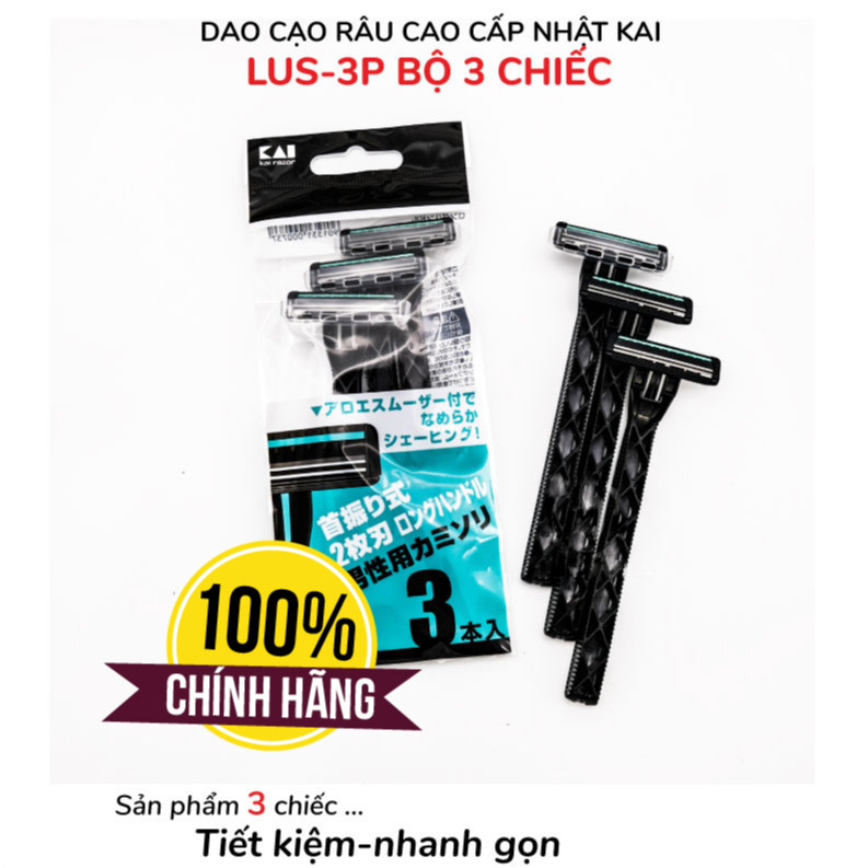 Dao cạo râu cao cấp Nhật LUS-3P bộ 3 chiếc (màu đen)