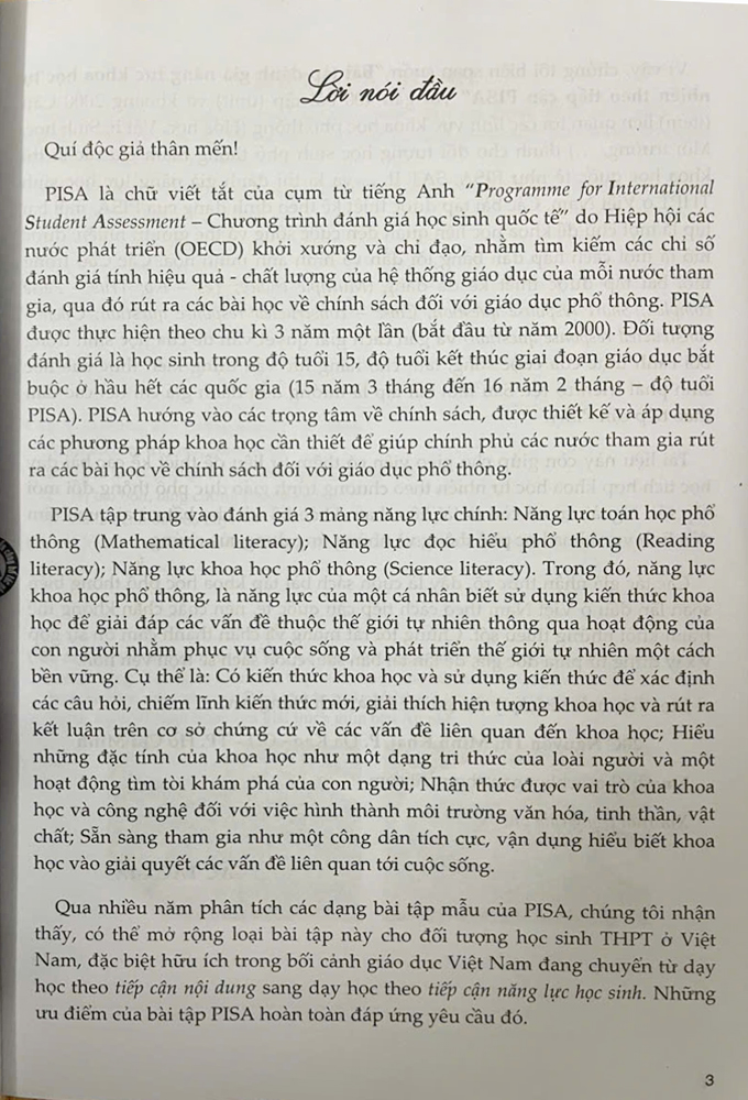 Bài Tập Đánh Giá Năng Lực Khoa Học Tự Nhiên Theo Tiếp Cận PISA (Luyện thi THPT PISA SAT)
