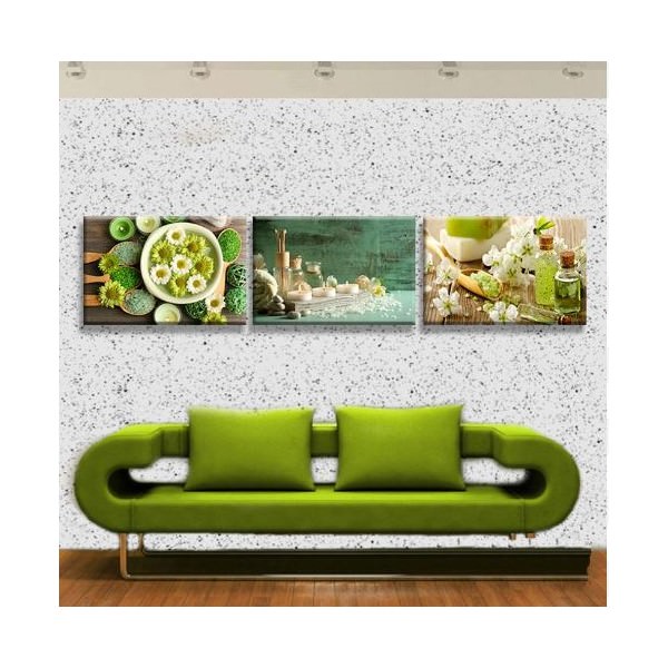 Bộ 3 Tranh Canvas Viền Composite Trang Trí Spa "Tinh Dầu Và Hoa" W049
