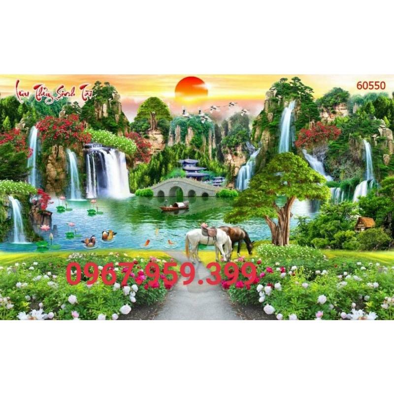 Tranh dán tường 3D tranh sơn thủy