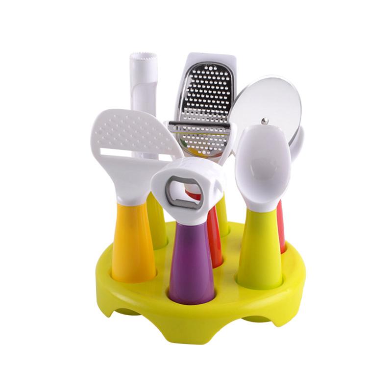 8pcs / bộ với các công cụ silicone chịu nhiệt thép không gỉ nấu ăn