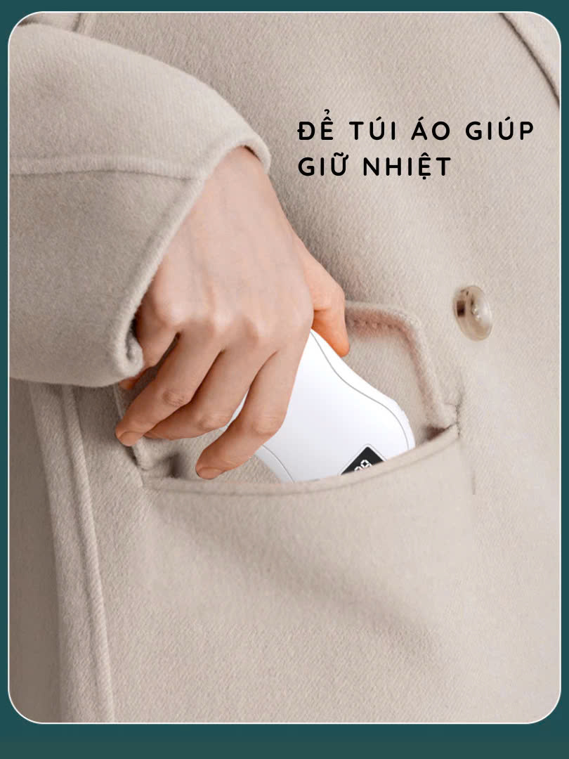 Máy Sưởi Ấm Mini Cầm Tay Kết Hợp Sạc Hiển Thị Đèn LED 3 Mức Nhiệt Và % Pin Văn Phòng Du Lịch Dã Ngoại Phượt - Hàng Nhập Khẩu