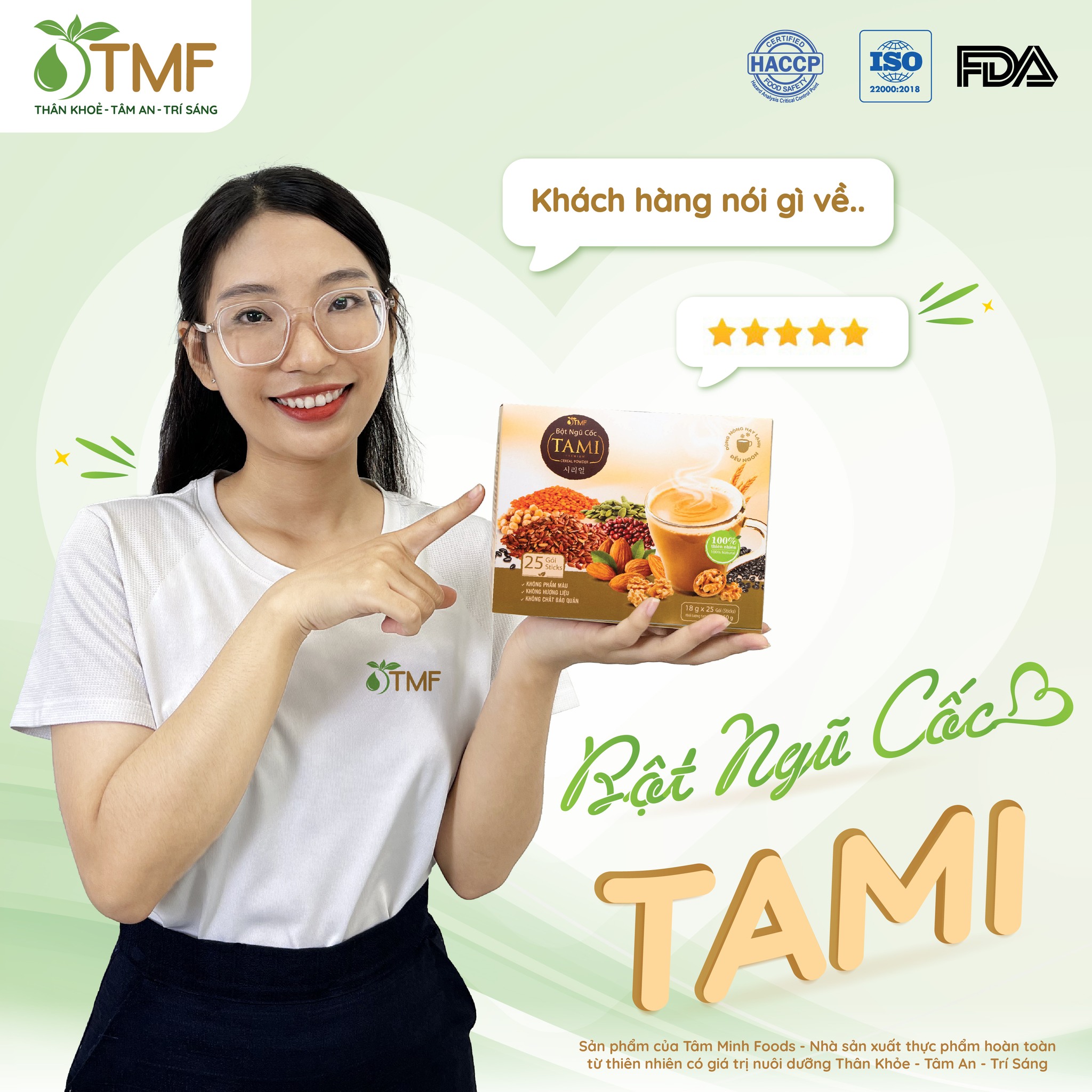 1 gói bột ngũ cốc nảy mầm Tami TÂM MINH FOODS ít ngọt dinh dưỡng giảm cân