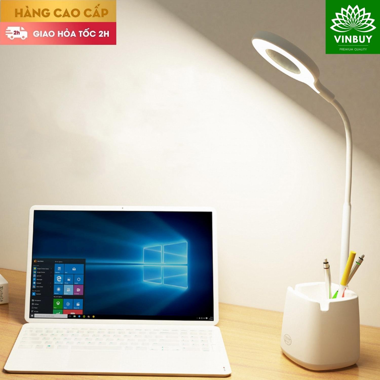 Đèn Bàn Học Đọc Sách, Đèn Bàn Làm Việc Sang Trọng, Đèn Ngủ Cao Cấp LED Chống Cận 03 Mức Độ Sáng, Cảm Ứng Tích Điện Pin 2500mAh - Hàng Chính Hãng - VinBuy