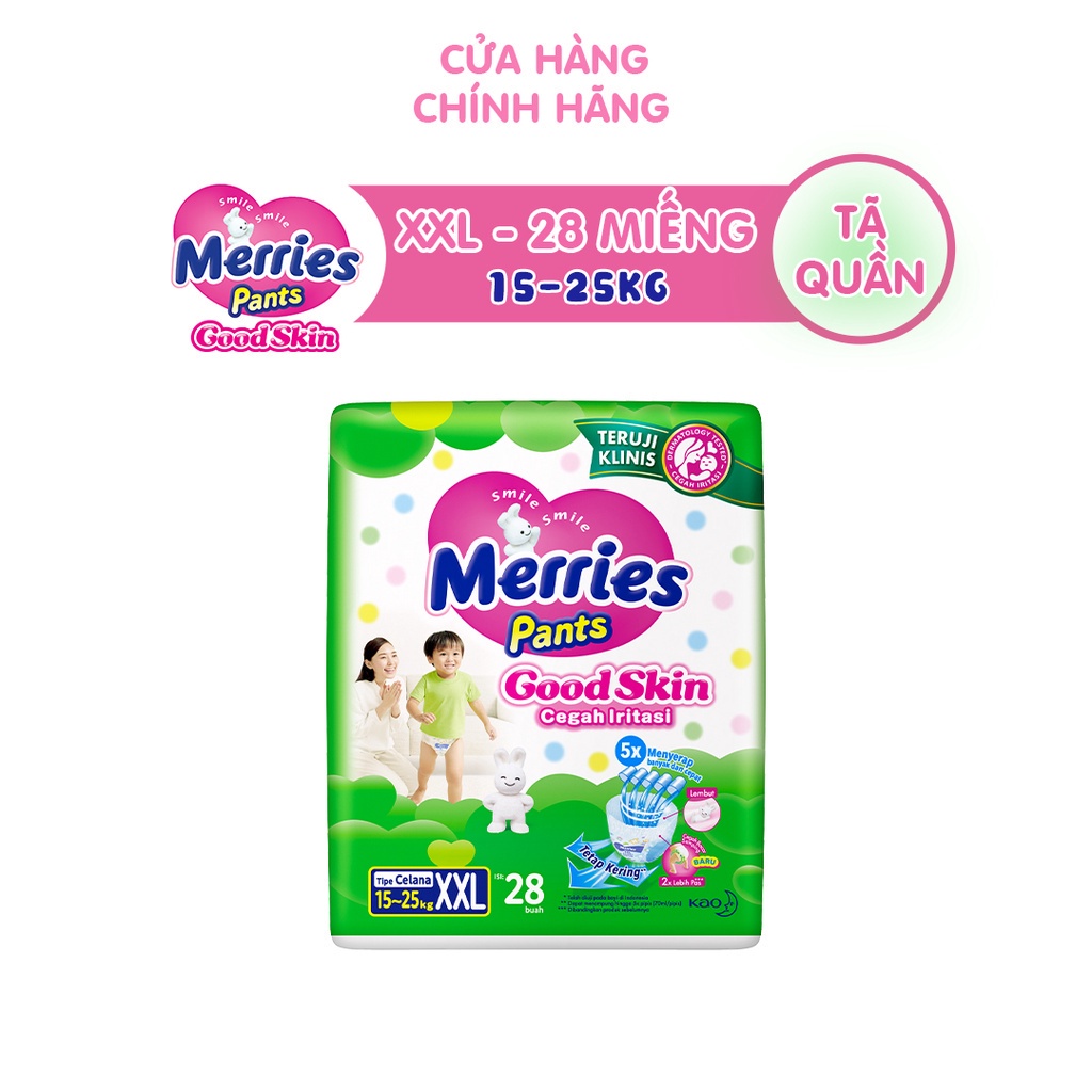 Tã quần Merries Goodskin đủ size M50/L44/XL38/XXL28