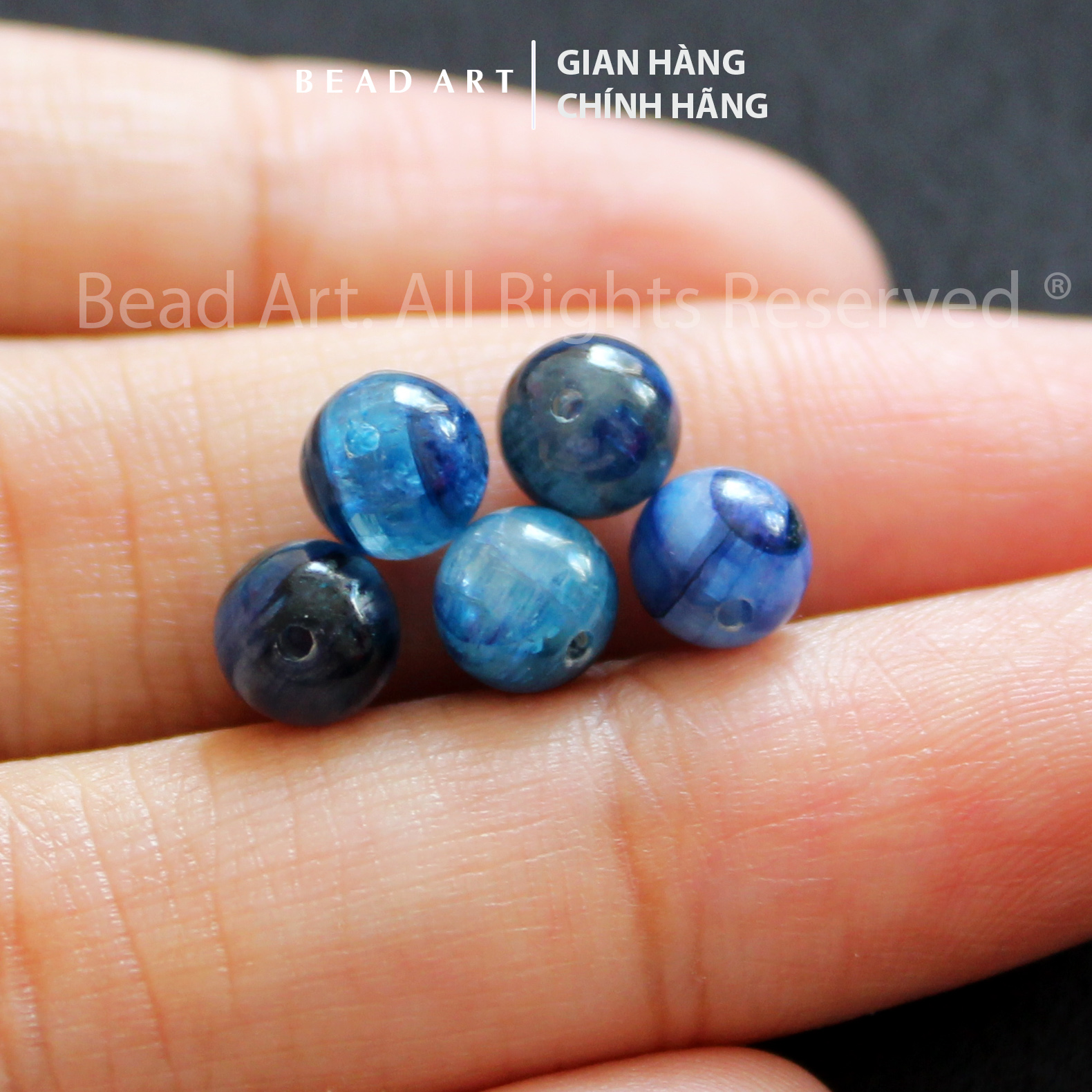 6MM Đá Kyanite Xanh Dương, Đậm, Tự Nhiên Loại AA, Hợp Mệnh Thủy, Mộc, Vòng Tay Phong Thuỷ, Chuỗi Hạt - Bead Art