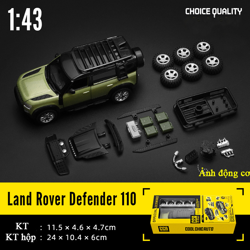 Đồ chơi lắp ráp xe mô hình Land Rover Defender 110 bằng hợp kim nguyên khối chạy cót