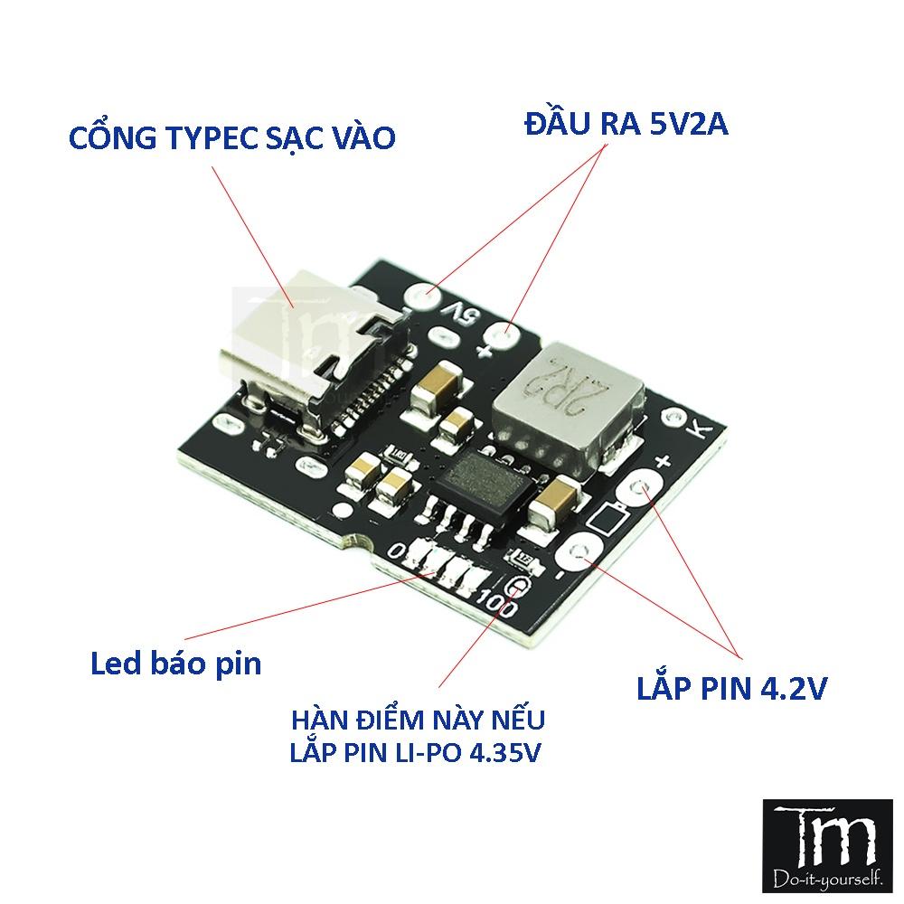 Mạch Sạc Xả &amp; Tăng Áp 5V2A Dùng Cho Pin Lithium