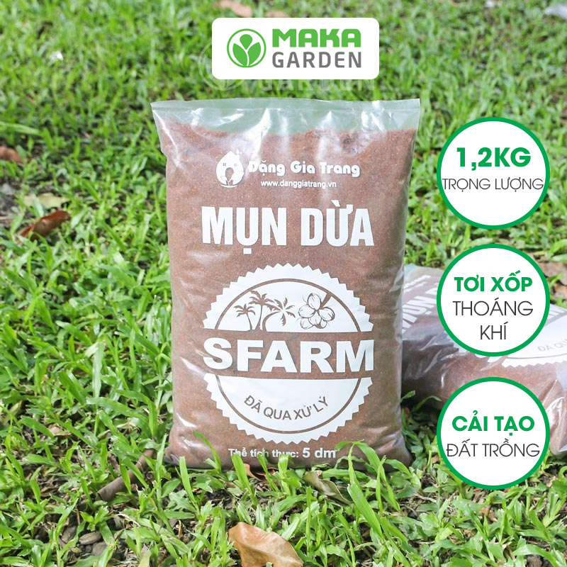 Mụn Dừa Đã Qua Xử Lý SFARM - Túi 5dm3 - Chuyên Trồng Rau, Hoa Màu, Dâu Tây, Cây Ăn Trái, Thủy Canh