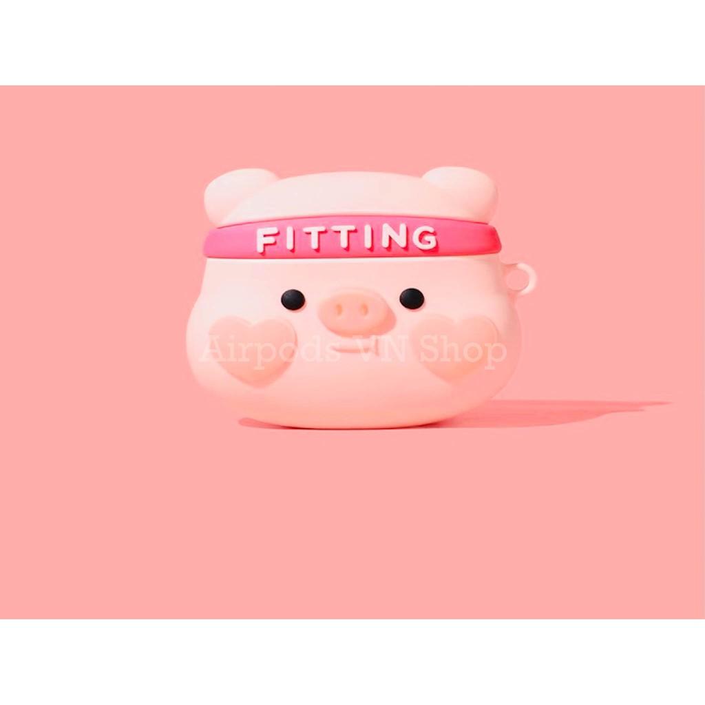 Bao Case Ốp dành cho Airpods 1/2 & Airpods Pro heo hồng thể dục kute silicon 3D cao cấp