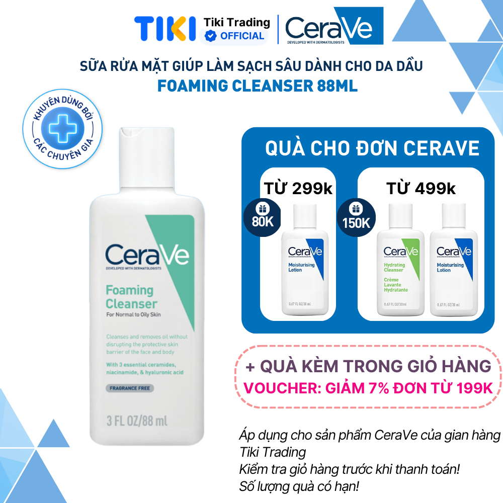 Sữa rửa mặt giúp làm sạch sâu dành cho da dầu CeraVe Foaming Cleanser