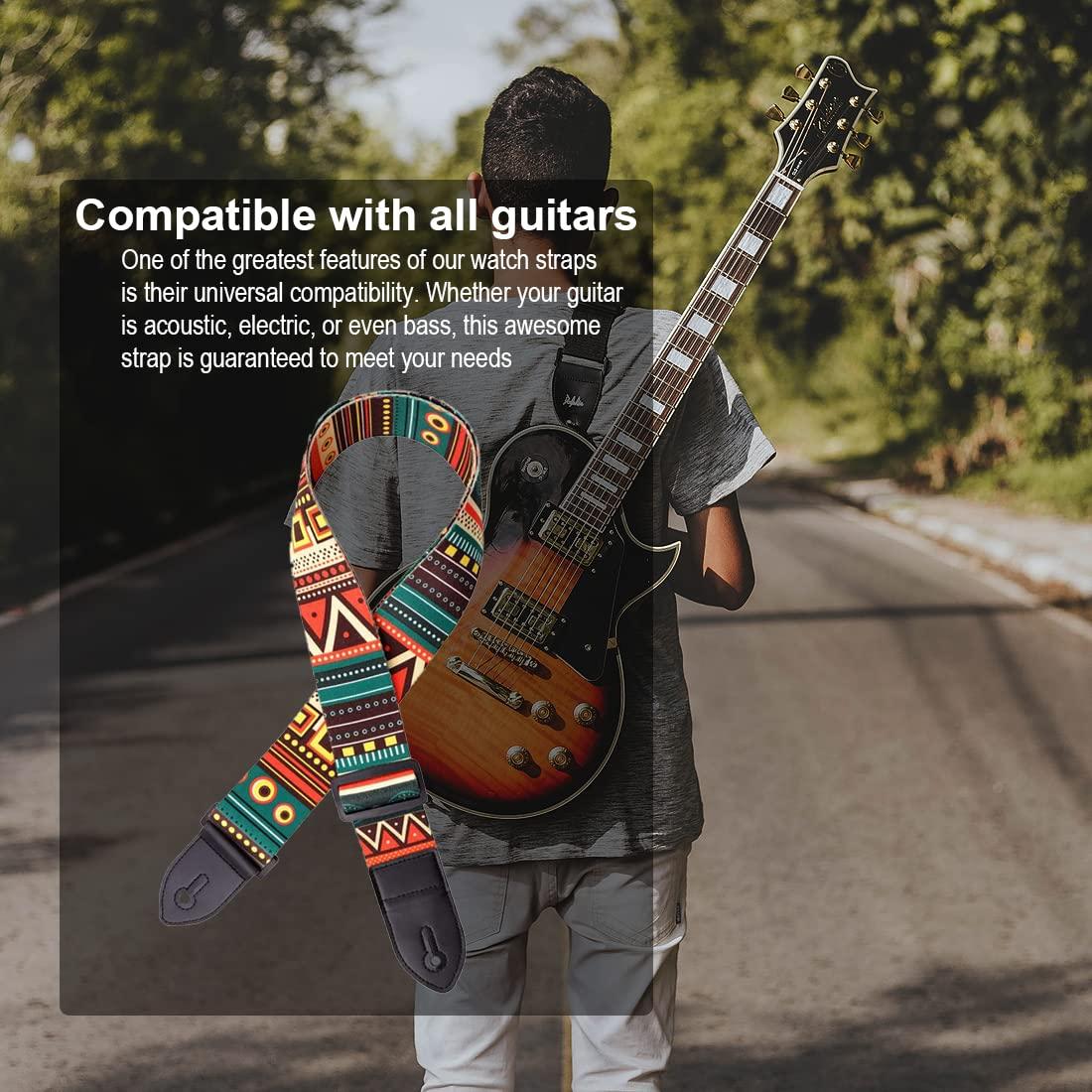 2PCCS Guitar Blood Phụ kiện Guitar Guitar Thiết kế có thể điều chỉnh Dân gian Chuyển Polyester Cotton in Retro Personal