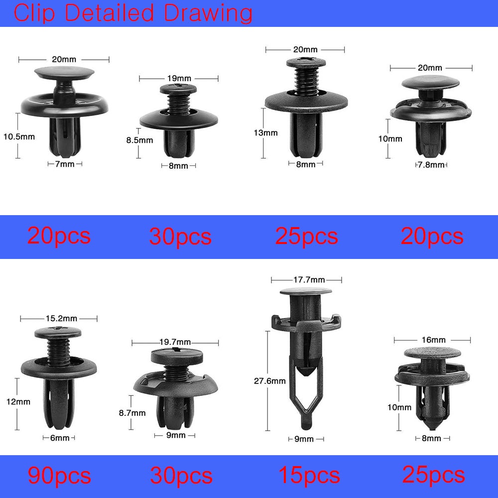 Bộ 620 Xe Ô Tô Kẹp Lai Dây Khóa Cửa Viền Ốp Lưng Đinh Tán Bình Giữ Nhiệt Nắp Động Cơ Thích Hợp Cho Fender Phụ Tùng Ô Tô