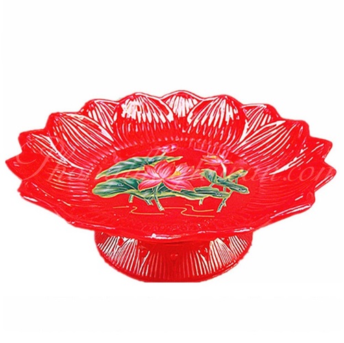 Dĩa Trái cây,Dĩa Bàn thờ có Đế Đỏ Hoa Sen (18cm, 20cm)/2 mẫu