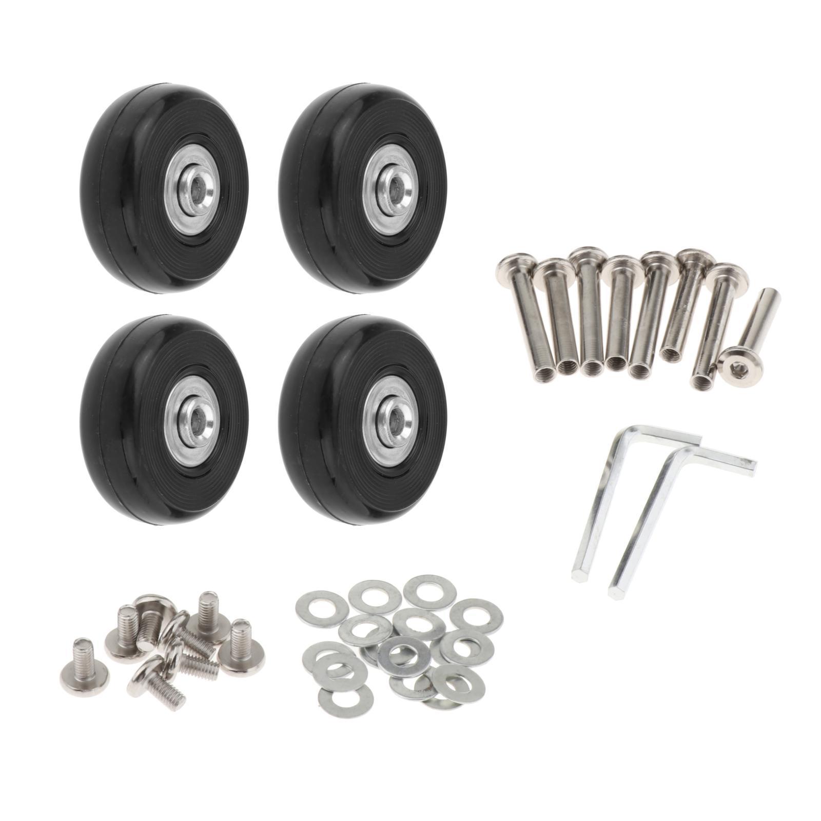 4x Replacement Suitcase Wheels PU Metal Swivel Caster Wheels Repair Set Easy Installation ,Axles Mute Luggage Suitcase Replacement Wheels Set
