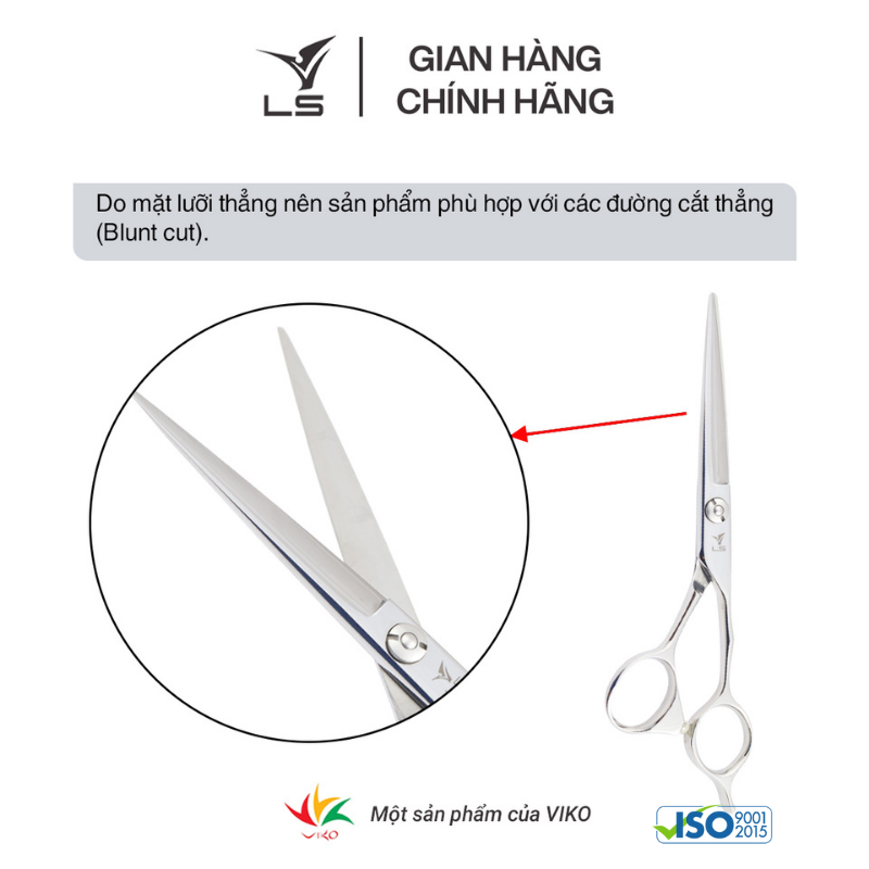 Kéo cắt tóc LS lưỡi thẳng quai offset vênh đỡ ngón cố định JP602