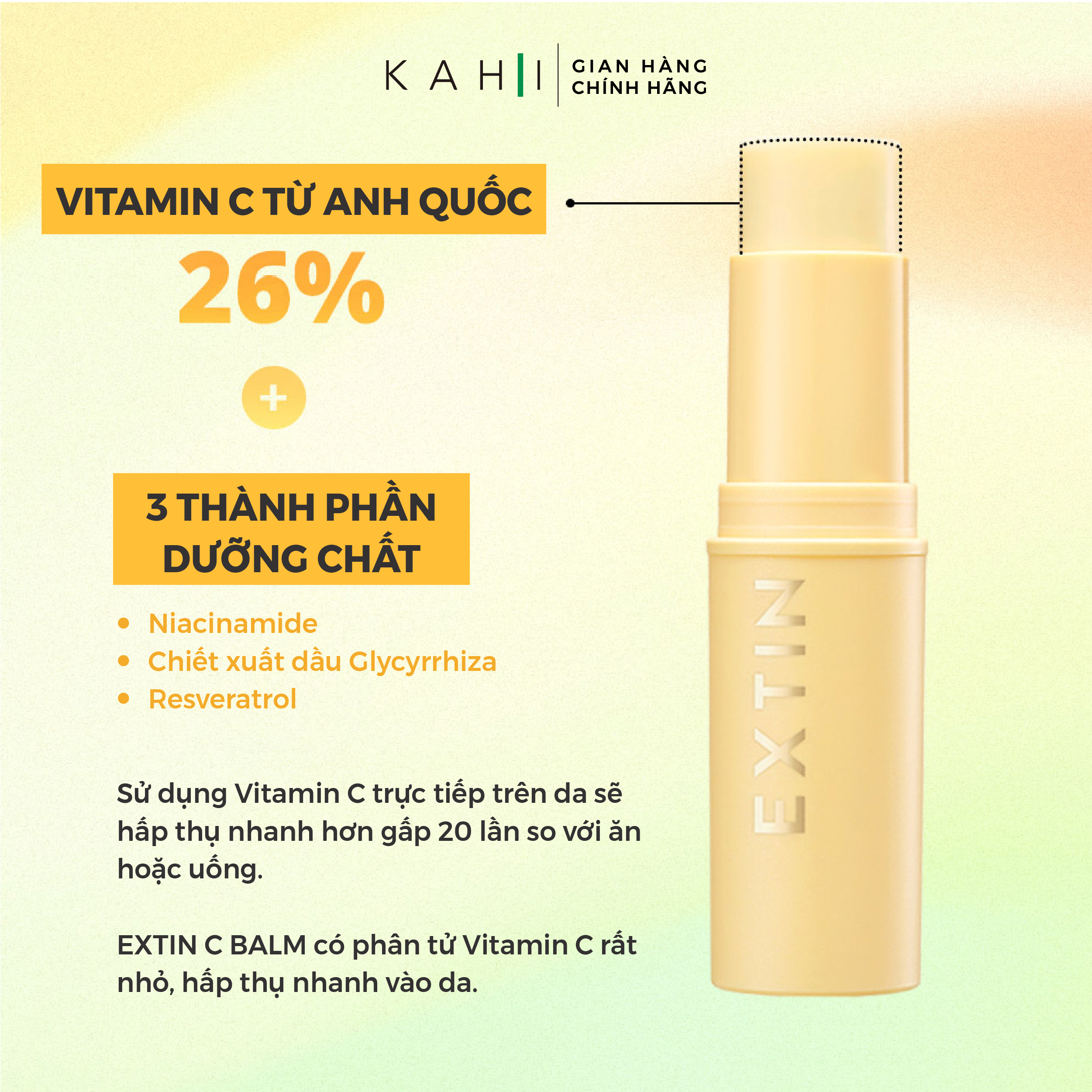 KAHI EXTIN C BALM - Sáp dưỡng sáng da, mờ thâm, chống lão hóa da