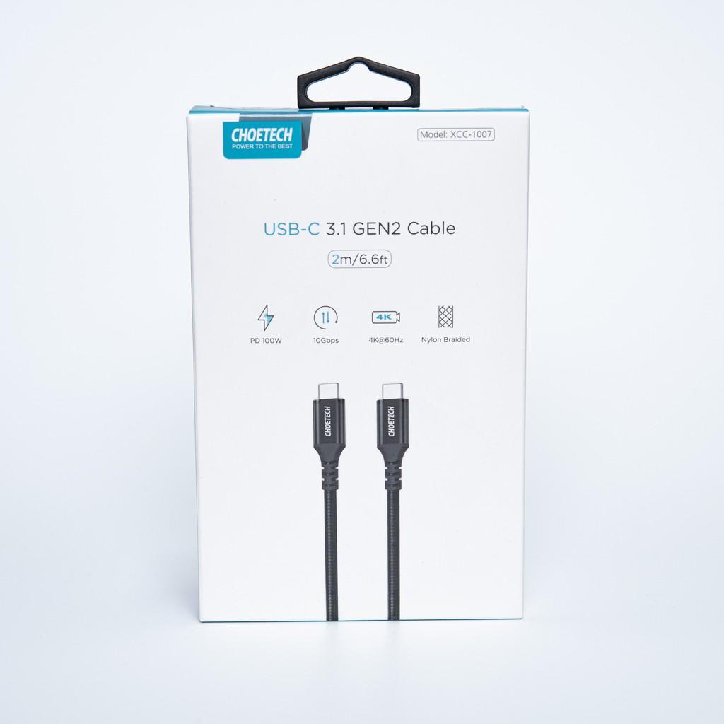 CÁP CHOETECH USB-C XCC-1007-BK (Type C)- Hàng chính hãng